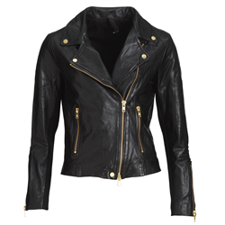 Bikery jacket Lamb wash look Black S Gold