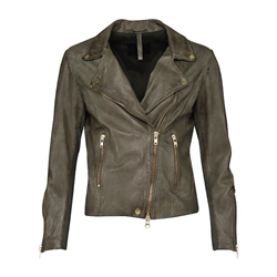 Bikery jacket Lamb wash look Khaki S Gold