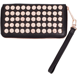 Snap Purse + wrist Sling Buff Napa Black+Rose Gold