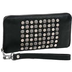 Comb Wallet w Sling, Cow DD Black+A Silver